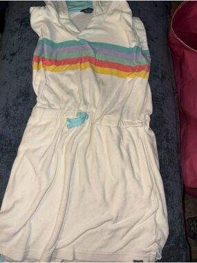 Girls Eddie Bauer Terry Cloth Dress Rainbow Stripped Swim Cover Up Xl